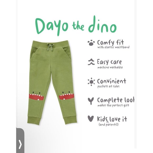 Cubcoats Big Boy's Dayo the Dinosaur Joggers Green Size 6-7 NWT - Picture 3 of 8